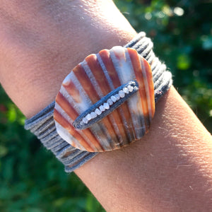 Seashell + Raw Gray Diamond Wrap Bracelet