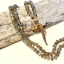 Load image into Gallery viewer, Faceted Labradorite + Bronze Driftwood Mala